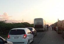 Reportan tranca en la vía principal de Tacuato