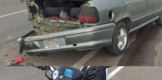Colisión entre carro y moto dejó al motorizado lesionado