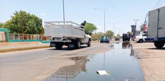 Así corren las aguas negras en la avenida Rafael González de Punto Fijo