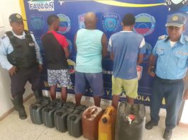 Tres detenidos por venta clandestina de gasolina en Boca de Aroa