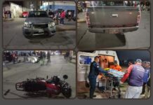 Colisión entre camioneta y moto dejó dos bomberos lesionados