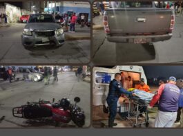 Colisión entre camioneta y moto dejó dos bomberos lesionados