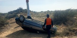 Vuelco de vehículo en Médano Blanco