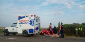 Vuelco de vehículo dejó una comerciante lesionada en la Coro-Punto Fijo