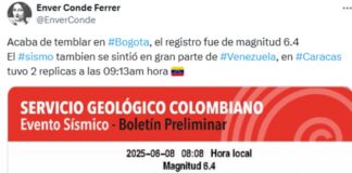 Temblor en Colombia se percibió en Venezuela