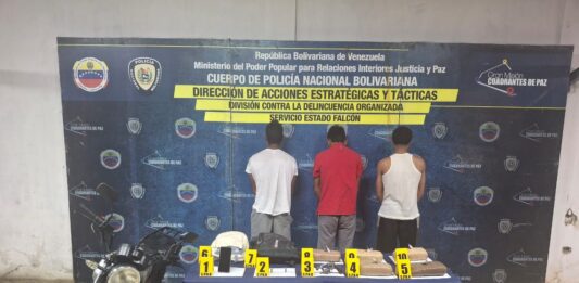 Tres detenidos por tenencia de droga en el municipio Acosta