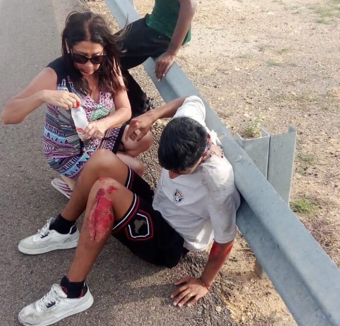 Estalló caucho de la moto