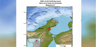 Sismo de magnitud 4.7 se registró cerca de la costa de Venezuela este viernes