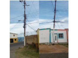 A punto de caer dos postes en el sector centro de Punta Cardón