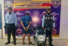 Detenido moto pirueta por resistencia a la autoridad en Punto Fijo