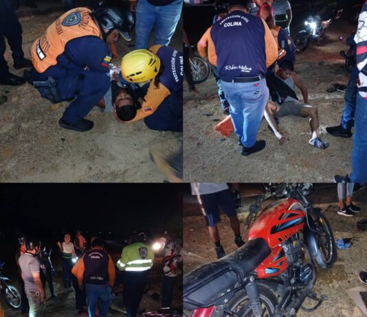 Motorizado deslizó en Sabana Larga