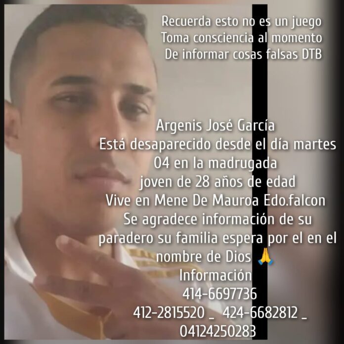 Joven-Mene-Mauroa-desaparecido Joven de Mene Mauroa está desaparecido