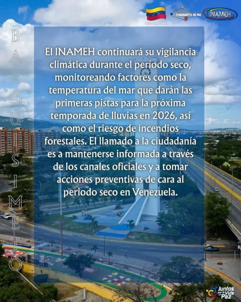 Inameh reporta que empieza el período seco