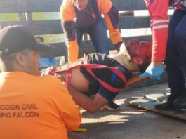 Moruy| Motorizado deslizó y sufrió serias lesiones