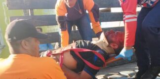 Moruy| Motorizado deslizó y sufrió serias lesiones