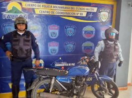 Moto abandonada en una persecución en Tucacas quedó a disposición del Ministerio Público