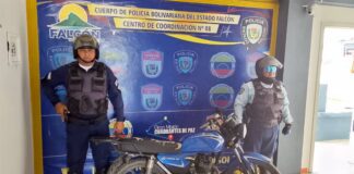 Moto abandonada en una persecución en Tucacas quedó a disposición del Ministerio Público