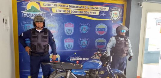 Moto abandonada en una persecución en Tucacas quedó a disposición del Ministerio Público