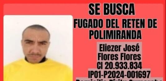Se fugó preso de Polimiranda hoy lunes #22DIC