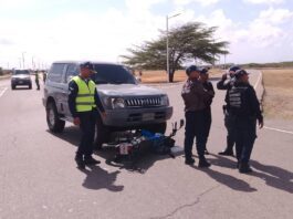 Los Taques| Moto colisionó con un vehículo y dejó un lesionado