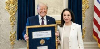 Trump agradece a María Corina Machado por la medalla de su Premio Nobel de la Paz