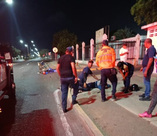 Punto Fijo| Deslizamiento de moto dejó un lesionado en la avenida Rafael González