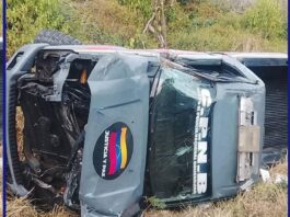 Municipio Piritu| Vuelco de camioneta de la PNB dejó tres funcionarios lesionados