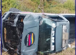 Municipio Piritu| Vuelco de camioneta de la PNB dejó tres funcionarios lesionados