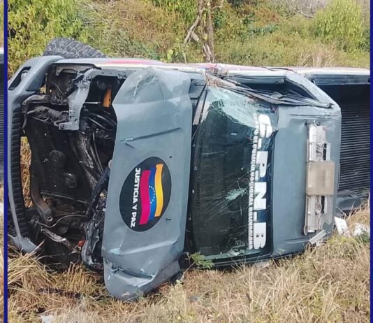 Municipio Piritu| Vuelco de camioneta de la PNB dejó tres funcionarios lesionados