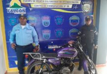 Municipio Silva| Motorizado al ver comisión policial salió corriendo y dejó la moto abandonada