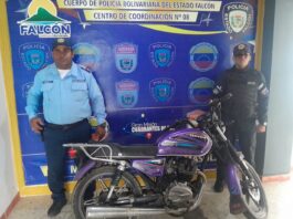Municipio Silva| Motorizado al ver comisión policial salió corriendo y dejó la moto abandonada