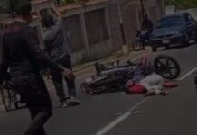 Ciudad Bolívar| Vídeo| Colisión entre motorizados deja cuatro herido de gravedad