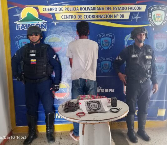 Municipio Silva| «Coquero» se resistió a la autoridad y quedó detenido