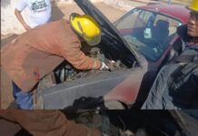Vehículo Chevette se incendió la tarde del lunes en Punto Fijo