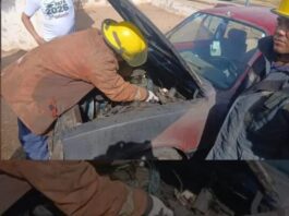 Vehículo Chevette se incendió la tarde del lunes en Punto Fijo