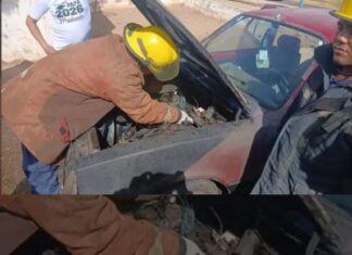 Vehículo Chevette se incendió la tarde del lunes en Punto Fijo