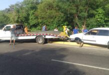 Falla mecánica provoca encunetamiento de vehículo en la Bajada de Guaranao