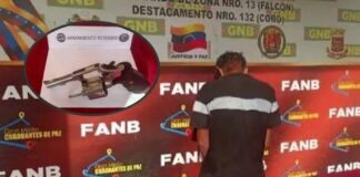 Le incautan revólver .38 a sexagenario en Coro