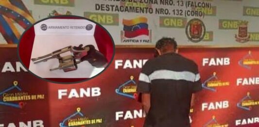 Le incautan revólver .38 a sexagenario en Coro
