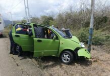 Auxiliar de enfermería resulta lesionada tras choque contra un poste en la Morón-Coro