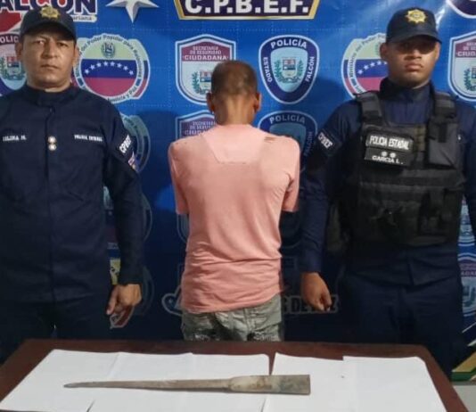 Polifalcón captura a hombre que por violencia de género en Mirimire
