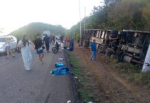 Vuelco de transporte público deja 17 personas lesionadas en la carretera Morón-Coro